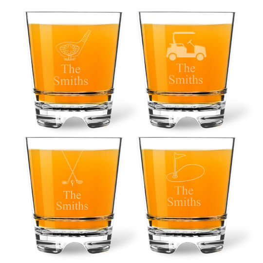 Personalized Tritan Acrylic Double Old Fashioned Set - Golf Collection